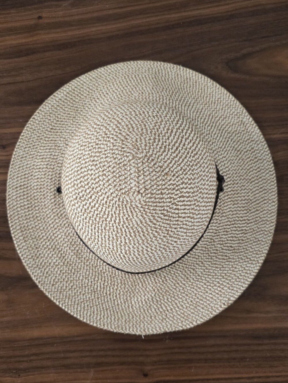 Packable Natural Straw Sun Hat with Dark Trim - Picture 5 of 10